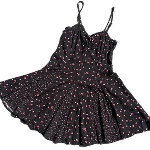 strawberry print little black dress